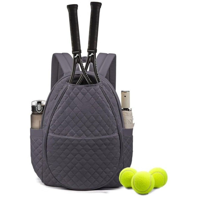Grey Large Tennis & Pickleball Quilted Backpack and Sports Travel Tote for Men and Women (32x17x44.5
