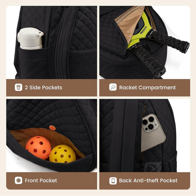 Grey Large Tennis & Pickleball Quilted Backpack and Sports Travel Tote for Men and Women (32x17x44.5 – product detail