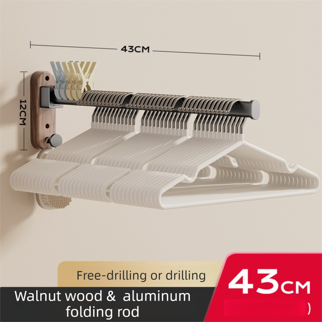 43CM Moisture Aluminum Folding Towel Rack Integrated Bottom Hook