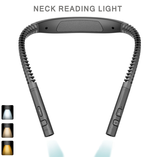 Black LED Rechargeable Ergonomic Neck Reading & Running Light