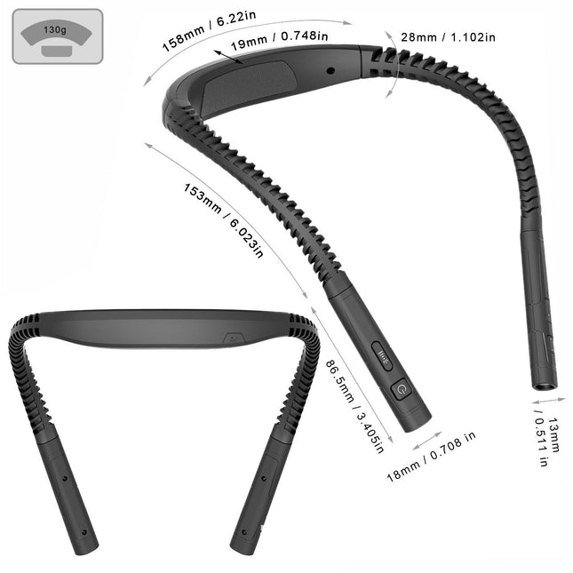 Blue LED Rechargeable Ergonomic Neck Reading & Running Light – product detail
