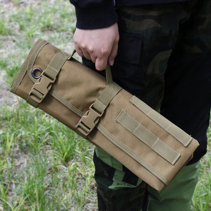 200x75CM Black Outdoor Tactical Roll-Up Shooting Mat - MOLLE Webbing & Stake Down Eyelets - Portable Waterproof Ground Pad for Field Training, Camping & Picnic