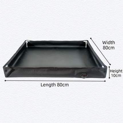 80x80x10CM Black Portable Outdoor Shower Tray & Versatile Collapsible Water Basin - Reinforced Support and Drainage System- Leak-proof Oxford Large Base for Camping, Beach & Garden