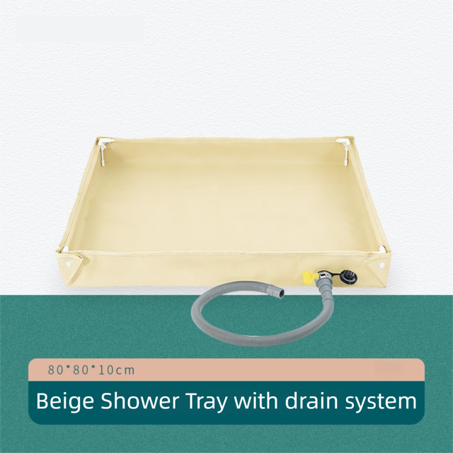 80x80x10CM Beige Portable Outdoor Shower Tray & Versatile Collapsible Water V888-ELOSUNG49784