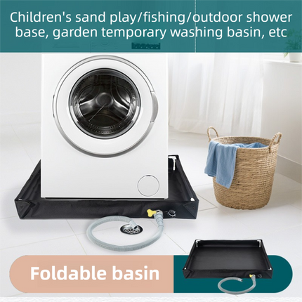 80x80x10CM Beige Portable Outdoor Shower Tray & Versatile Collapsible Water Basin - Reinforced Support and Drainage System- Leak-proof Oxford Large Base for Camping, Beach & Garden