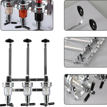Professional Wall-Mounted Alcohol Tot Dispenser (2 Head) - Heavy Duty Adjustable Metal Wine Rack Decor with Spring-Loaded Bottle Holder