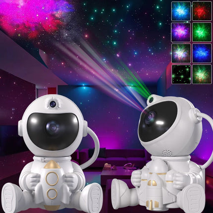 USB Powered Astronaut Nebula Projector & Starry Night Ambient Light with Star Accents - 8 Nebula Effects, 360° Rotating Head & Remote Control