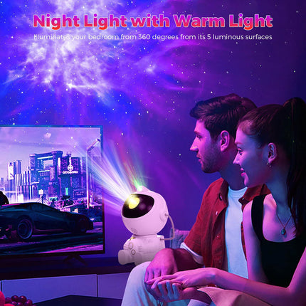 USB Powered Astronaut Nebula Projector & Starry Night Ambient Light with Rocket Accents - 8 Nebula Effects, 360° Rotating Head & Remote Control