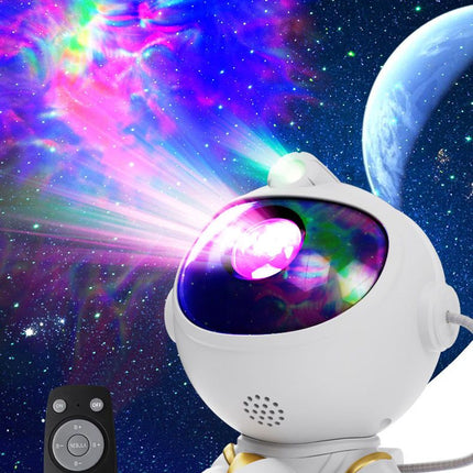 USB Powered Astronaut Nebula Projector & Starry Night Ambient Light with Airplane Accents - 8 Nebula Effects, 360° Rotating Head & Remote Control