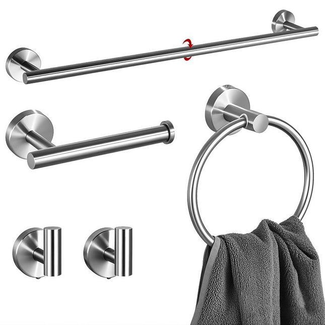 5PCS Matt Silver Stainless Steel Bathroom Organizer Set