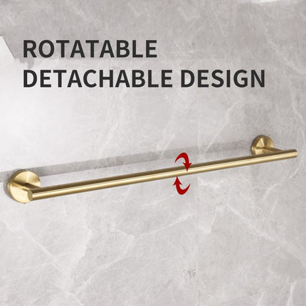 5PCS Matt Silver Stainless Steel Bathroom Organizer Set - Wall-Mounted Rotatable Towel Bar, Toilet Paper Holder, Towel Ring & Versatile T-shaped Hooks