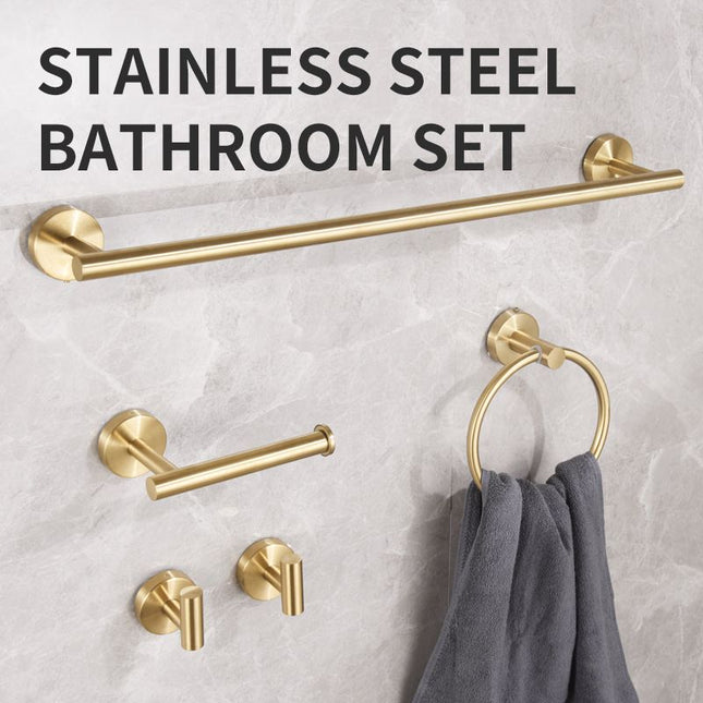 5PCS Matt Gold Stainless Steel Bathroom Organizer Set – product detail