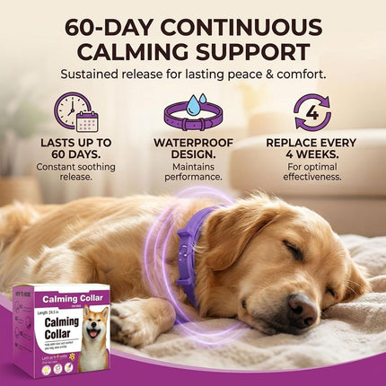 Purple Pet Calming Collar 4 Pack (63cm) - Waterproof Silicone Dog Collar Custom Fit for All Breeds - Anxiety Relief & Stress Reduction