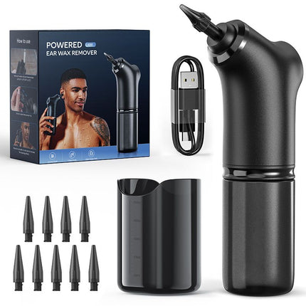 E30 Professional Electric Ear Irrigation and Ear Wax Removal Kit - Type-C Charging, 4 Pressure Levels, 200ML Tank & 10 Specialized Nozzles(9pcs 1-hole Nozzles & 1pcs 5-hole Nozzle)