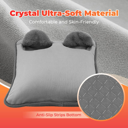 Grey Portable Versatile USB Electric Foot Warmer with 4 Temp Levels & 4 Auto-Shutoff Timer - Soft Fleece Washable Heating Mat
