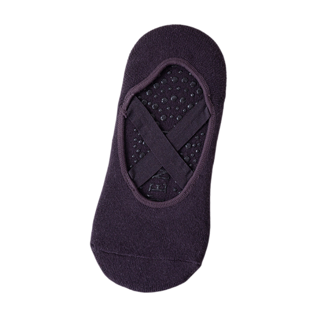 5-Pair Dark Purple Premium Non-Slip Yoga & Pilates Socks with Elastic Cross-Straps