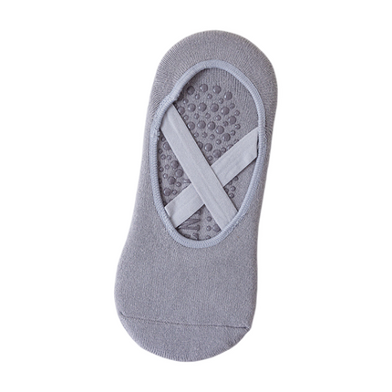 5-Pair Blue & Grey Premium Non-Slip Yoga & Pilates Socks with Elastic Cross-Straps - Breathable Cotton Ballet-Style High Grip Socks