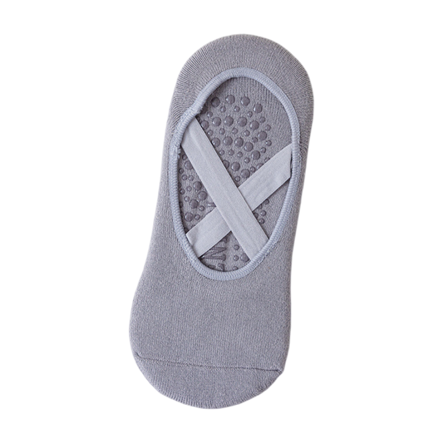 5-Pair Blue & Grey Premium Non-Slip Yoga & Pilates Socks with Elastic Cross-Straps
