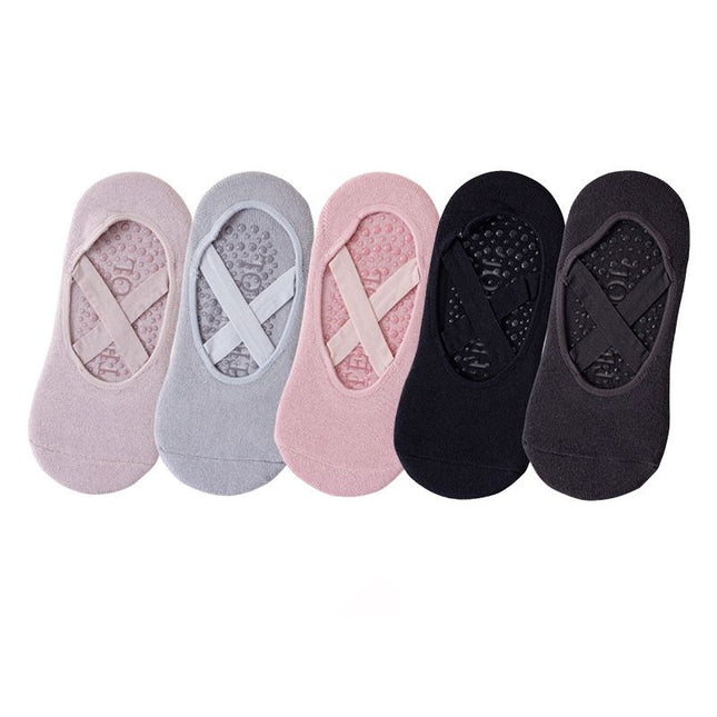 5-Pair Premium Non-Slip Yoga & Pilates Socks with Elastic Cross-Straps
