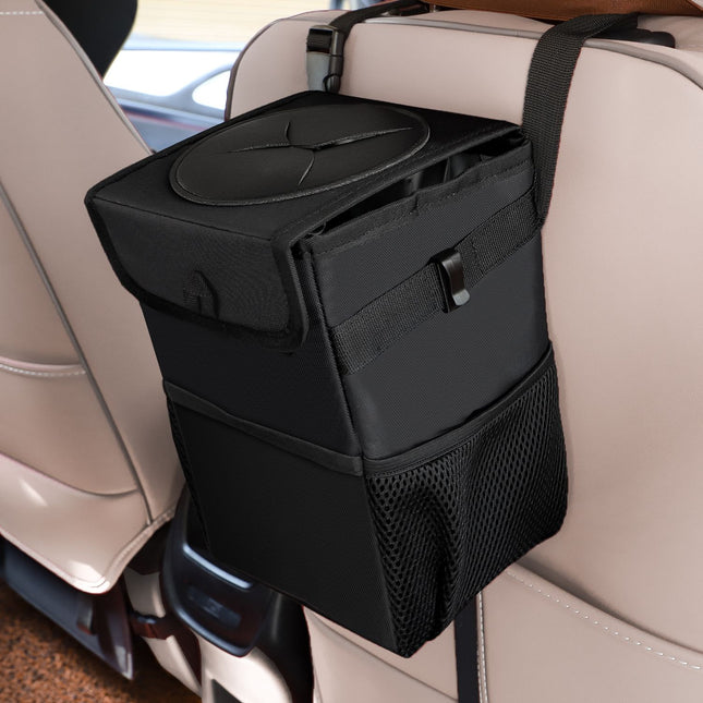 Waterproof Foldable Car Trash Can and Organiser with Dual Side Pockets & Odour Control – product detail