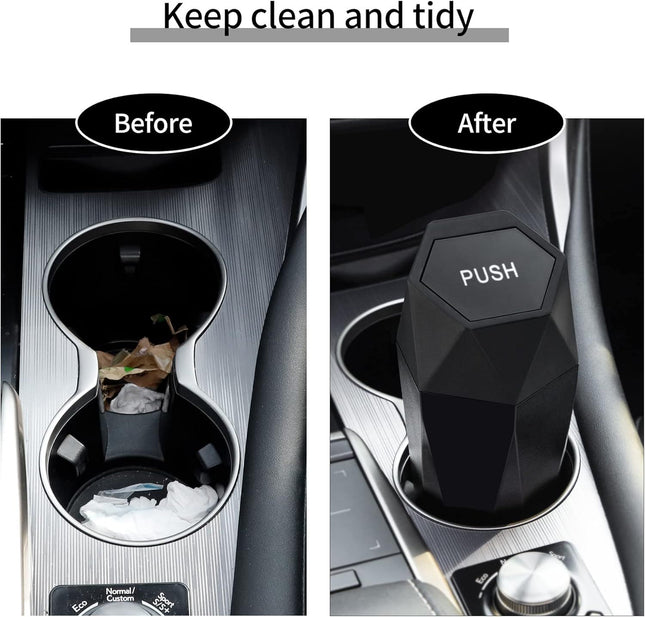550ML Black Car Trash Can with Automatic Rebound Lid & Diamond – product detail