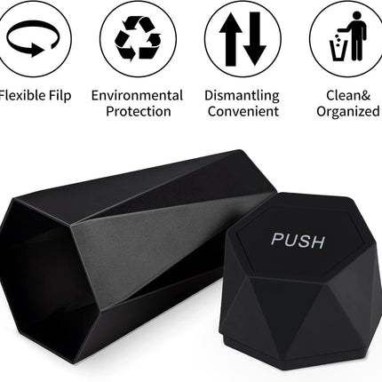 550ML Red Car Trash Can with Automatic Rebound Lid & Diamond Design - Portable Waste Bin and Odour Proof Storage, Easy to Clean for Office Home Car Center Console
