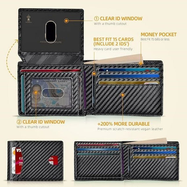 Brown Men's Vegan Leather Slim Trifold Wallet – product detail