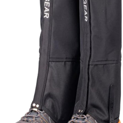 Black Breathable Nylon Waterproof Hiking Leg Gaiters and Snow Boot Gaiters (Fleece Lining) - Unisex Adjustable Sand & Mud Protection for Mountaineering & Desert Trekking, M Size
