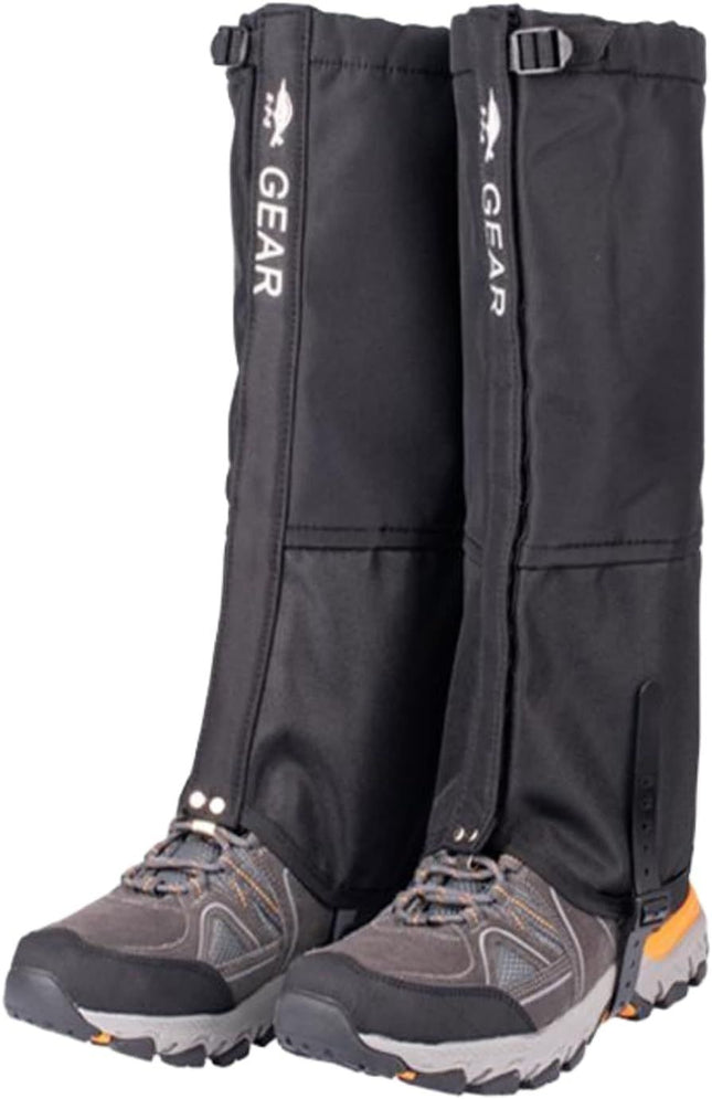 Black Breathable Nylon Waterproof Hiking Leg Gaiters and Snow Boot Gaiters (Fleece V888-ELOSUNG49941