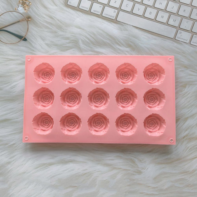 2PCS Pink 3D Rose Shaped Silicone Baking Mold (15 Cavity)