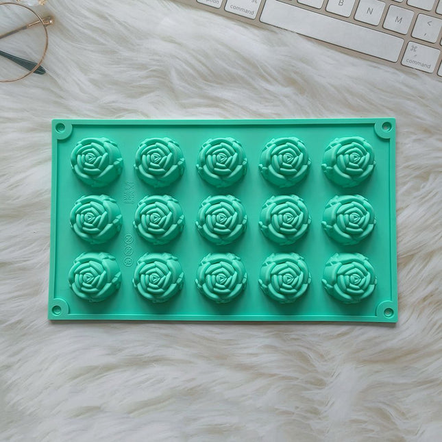 2PCS Green 3D Rose Shaped Silicone Baking Mold (15 V888-ELOSUNG49952