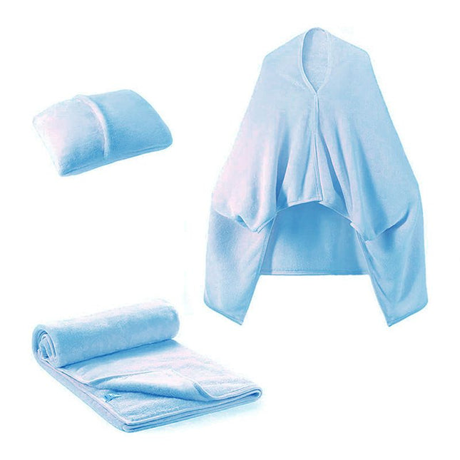 3-in-1 Portable Travel Blanket/Pillow/Wearable Shawl with Snap & Envelope Folding V888-ELOSUNG49964