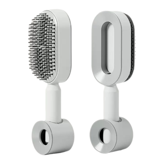 White 3D Airbag Massage Self Cleaning Hair Brush with V888-ELOSUNG49973