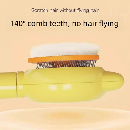 2 Pcs Yellow Pet Self-Cleaning Slicker Brush for Cats and Dogs - Rabbit Ear Design with Stainless Steel Needles and ABS Handle - Gentle Deshedding and Massage Tool for Long Hair Breeds