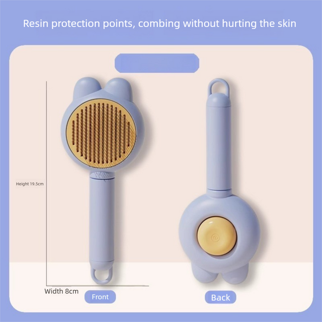 2 Pcs Blue Pet Self-Cleaning Slicker Brush for Cats and V888-ELOSUNG50001 in Stainless Steel / Blue
