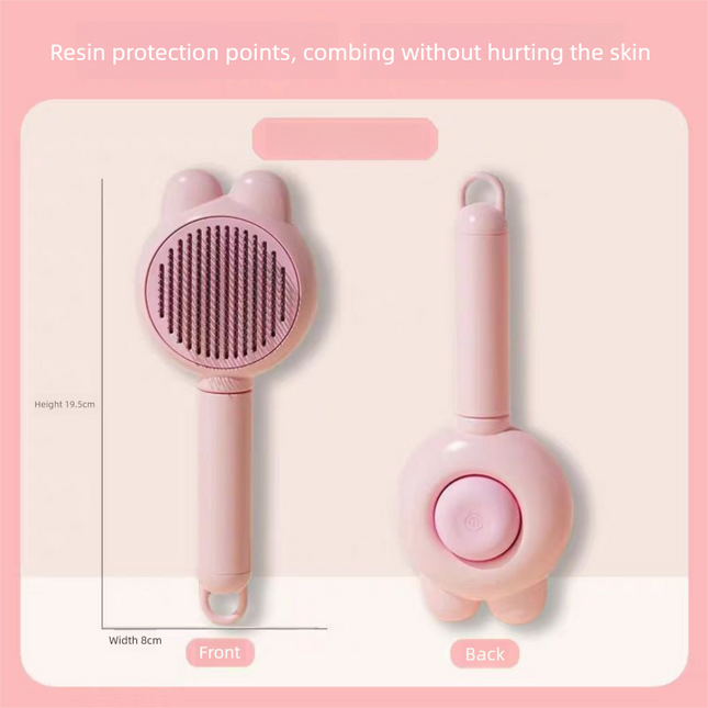 2 Pcs Pink Pet Self-Cleaning Slicker Brush for Cats and V888-ELOSUNG50002 in Stainless Steel / Pink