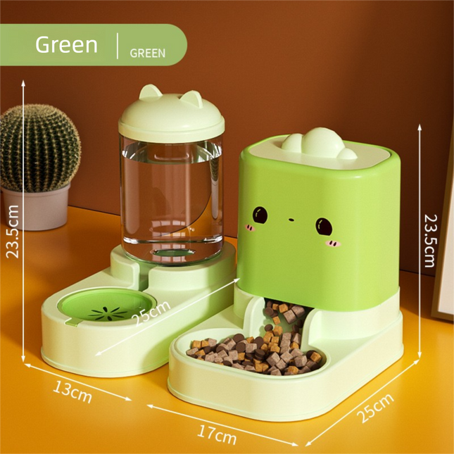 Green Cat & Dog Automatic Feeder & Waterer Set
