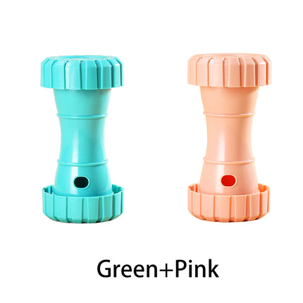 2 Pack（Green+Pink）: Cat and Dog Treat Dispenser Toy – Interactive, Durable, Bite-Resistant Slow-Feeder, Dumbbell and Tire-Shaped Pet Toy