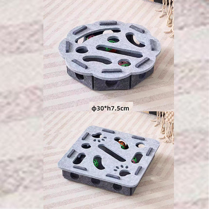 2-piece Grey cat toy set—featuring square and flower shapes—is an excellent choice for feline entertainment and relaxation. It also serves as a fun maze for kittens and pets, and includes six bells.