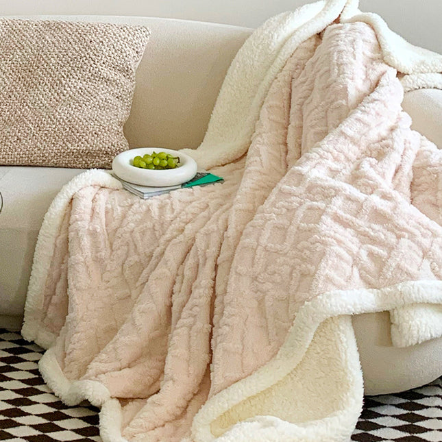 Beige color 180 200cm Double Blanket Taffeta Fleece Blanket Thick Winter Quilt Lambswool Coral