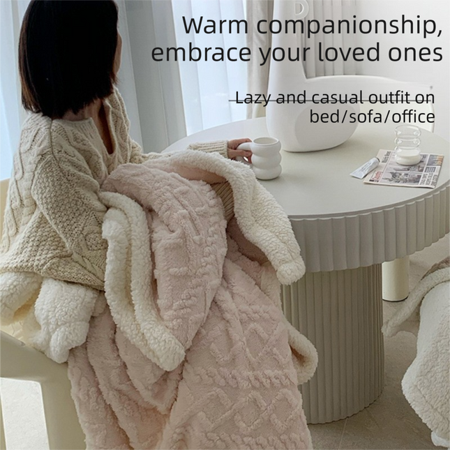 Beige color 180 200cm Double Blanket Taffeta Fleece Blanket Thick Winter Quilt Lambswool Coral – product detail
