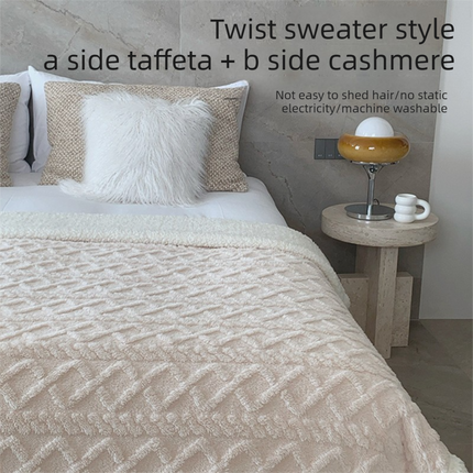 Grey 180*200cm Double Blanket, Taffeta Fleece Blanket, Thick Winter Quilt, Lambswool Coral Fleece Small Blanket, Office Nap Blanket, Sofa Cover Blanket, Bedding, Machine Washable
