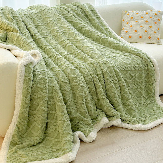 Green 180 200cm Double Blanket Taffeta Fleece Blanket Thick Winter Quilt Lambswool Coral Fleece