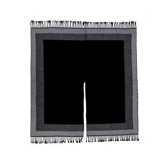 Black elegant women's tassel cape shawl scarf multi-functional all-in-one warm and comfortable – product detail