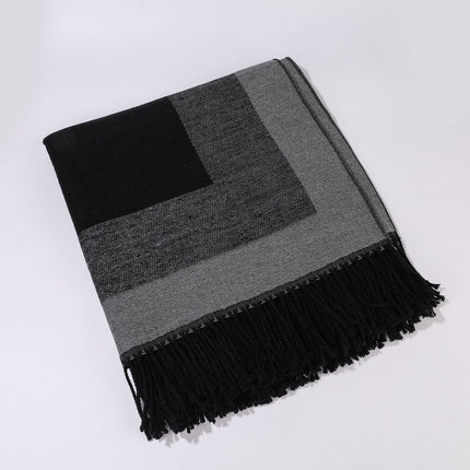 Khaki elegant women's tassel cape shawl scarf, multi-functional all-in-one warm and comfortable winter shawl scarf, convenient for home, travel, and office wear, stylish and beautiful with tassels.