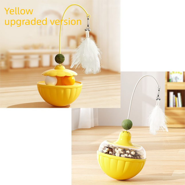Yellow 2Pcs Interactive Cat Wobble Toy V888-ELOSUNG50071