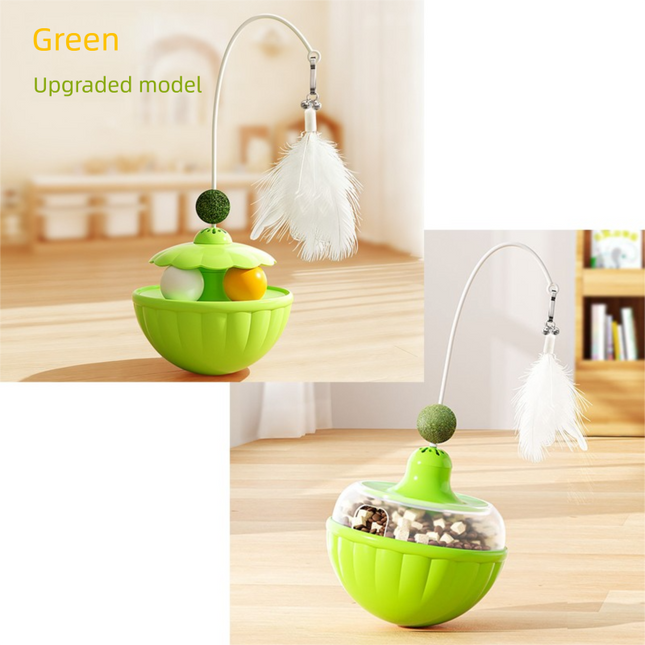 Green 2Pcs Interactive Cat Wobble Toy V888-ELOSUNG50072