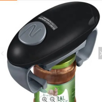 Black Upgraded One-Touch Electric Can Opener Dual-Handle Design Automatic Hands-Free Can/Bottle