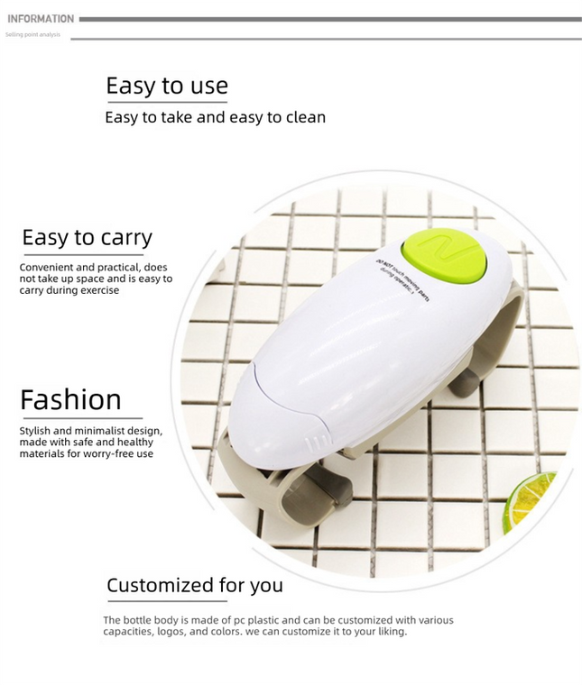 Black Upgraded One-Touch Electric Can Opener Dual-Handle Design Automatic Hands-Free Can/Bottle – product detail