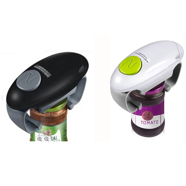 2-Pack Black and White Upgraded One-Touch Electric Can Opener Dual-Handle Design Automatic